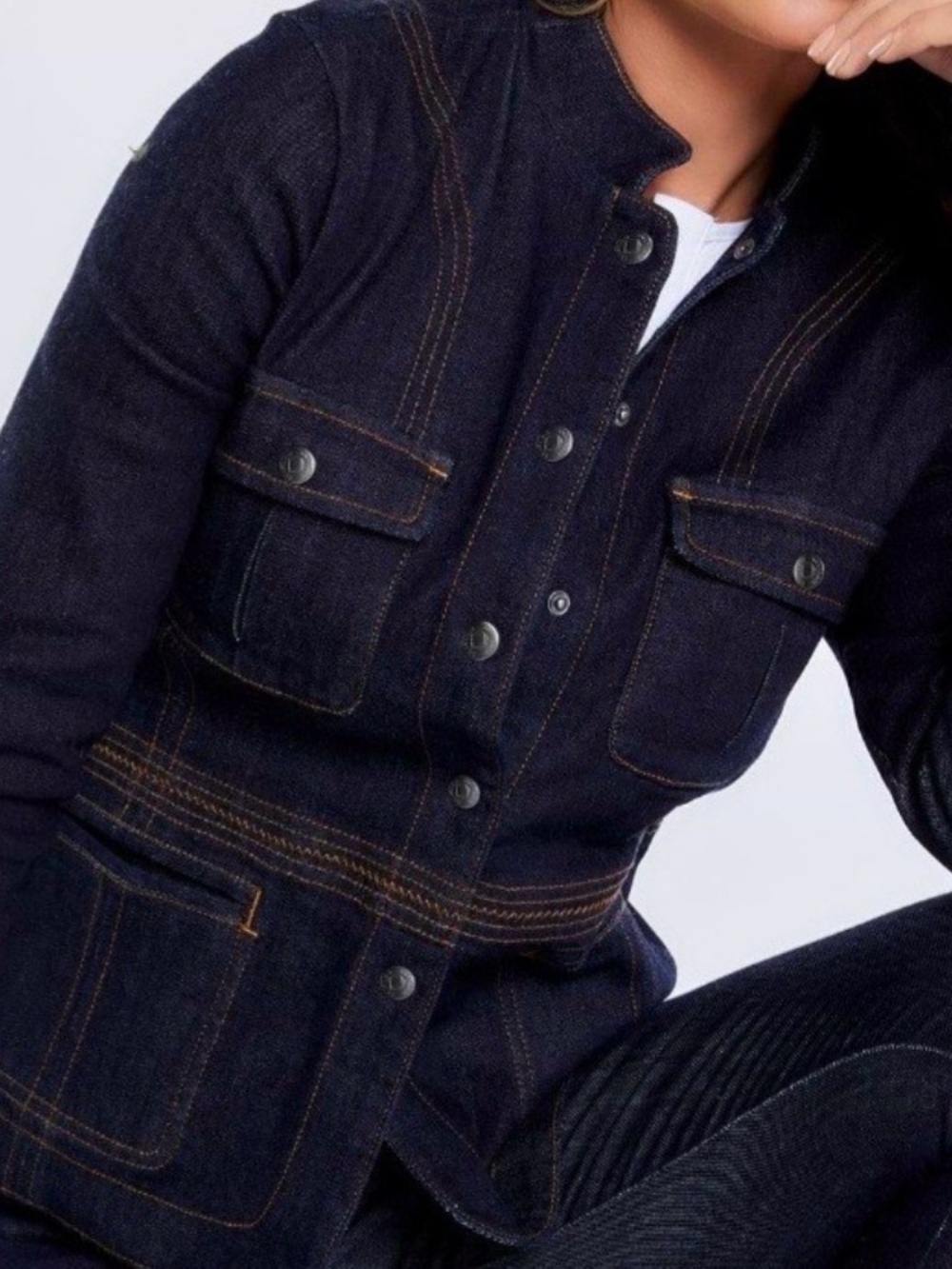 Anatomie Dark Blue Denim Snap-Front Jacket